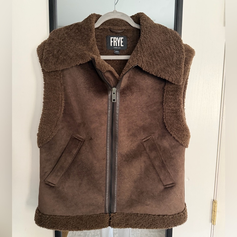 FRYE Brown Sherpa-Trim Kids Vest